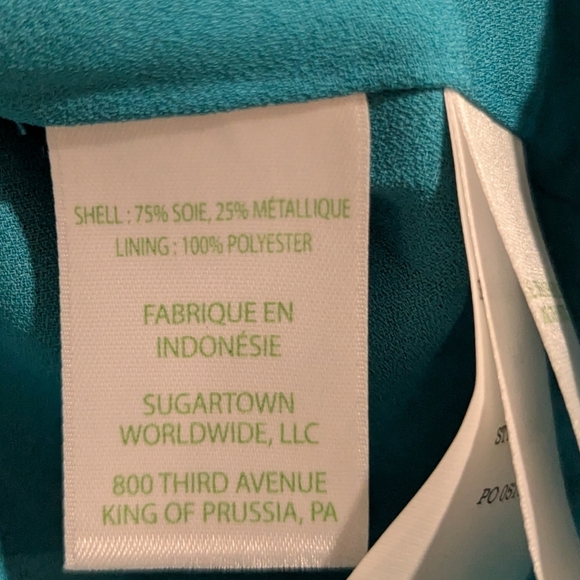 Lilly Pulitzer Caline Silk Top - Teal Bay Silk Swirl Clip - Picture 5 of 9